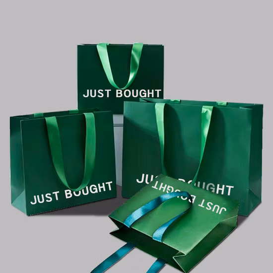 Customized Fancy Gift Shopping Paper Bags with Ribbon Handle