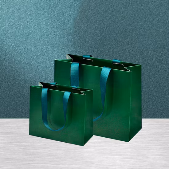 Customized Fancy Gift Shopping Paper Bags with Ribbon Handle