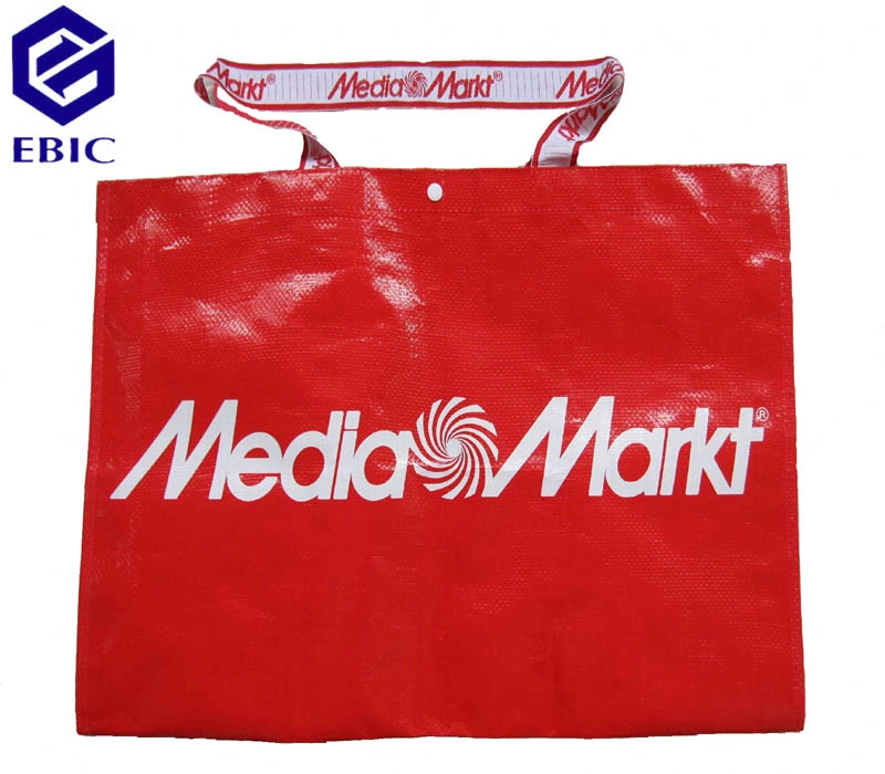 Customized PP Nonwoven Woven Recycled Pet Bottle RPET Uncoated Coated Laminated Foldable Recyclable Printed Tote Carry Handle Plastic Shopping Bag