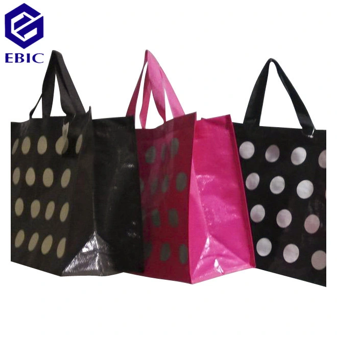 Customized PP Nonwoven Woven Recycled Pet Bottle RPET Uncoated Coated Laminated Foldable Recyclable Printed Tote Carry Handle Plastic Shopping Bag