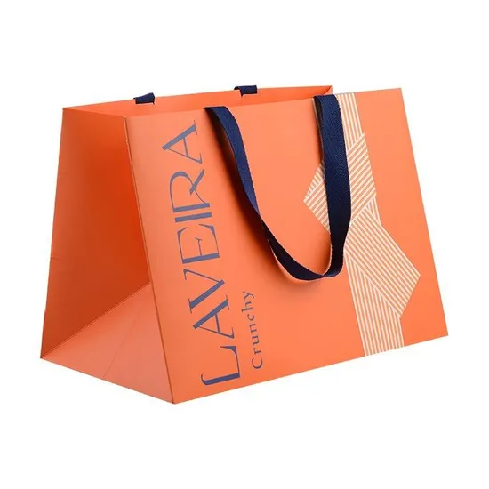 Customized Fancy Gift Shopping Paper Bags with Ribbon Handle