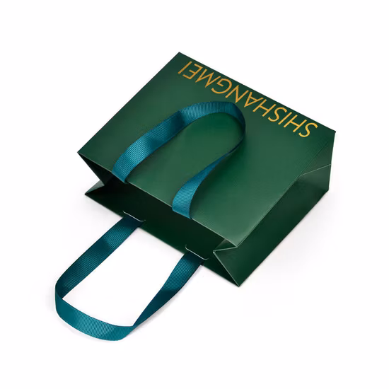 Customized Fancy Gift Shopping Paper Bags with Ribbon Handle