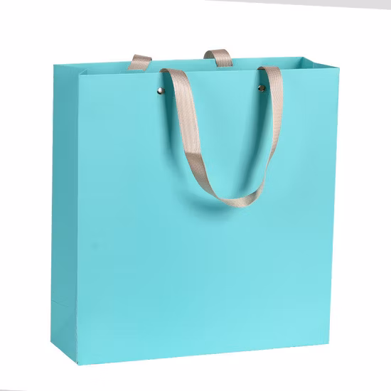 Sacs en papier personnalisés pour cadeaux de fantaisie avec poignée en ruban