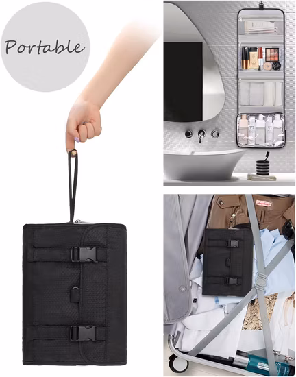Trousse de toilette de grande taille pour femmes, organisateur d'essentiels de voyage, trousse de maquillage suspendue pour accessoires, cosmétiques, articles de toilette